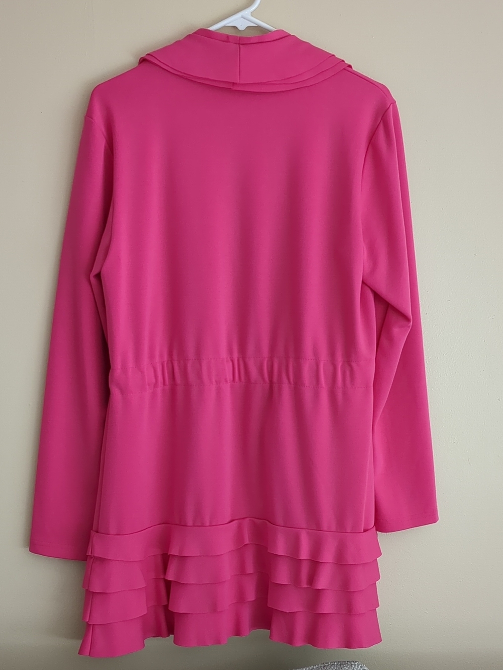 Large Cupio Hot Pink Ruffle Long Line Jacket - Picture 8 of 14